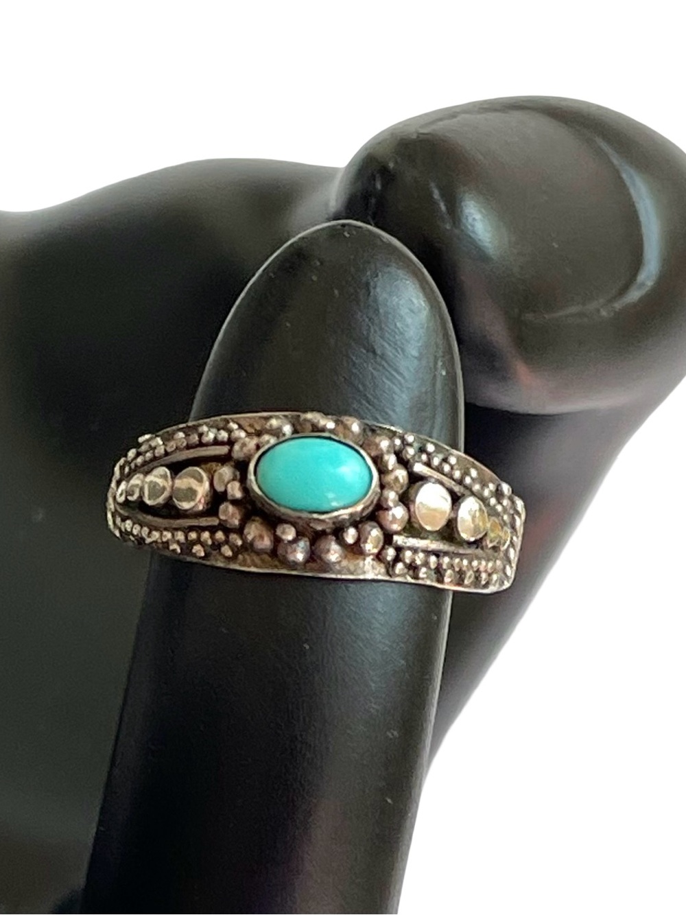 Vintage Sterling Silver And Turquoise Ring Size 5